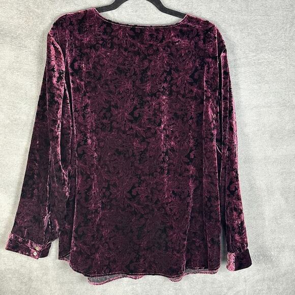 J Jill Top Womens Extra Large Purple Paisley Velvet V Neck Festive Party Holiday - Picture 4 of 11